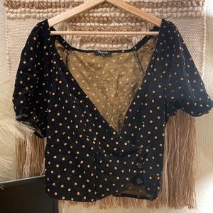 Madewell Polka Dot Velvet Top